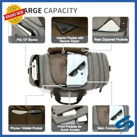 Expandable Canvas Weekender Duffel Lightweight Carry-On Travel Bag 3-5 Day Trips